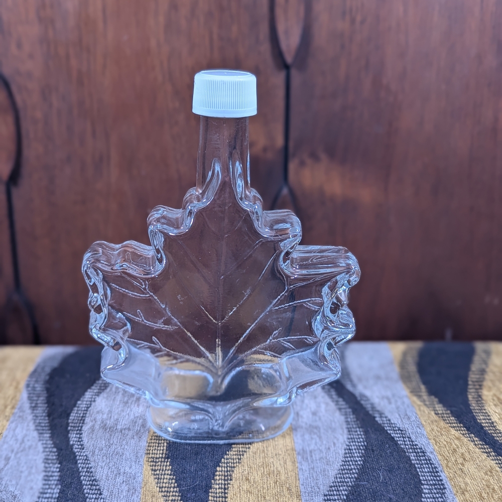 Maple Leaf Glass Bottle with White Cap